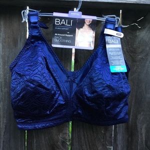 Bali by Hanes Bra 42D Blue Classic All Around Support Back Smoothing Wirefree